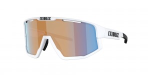 Bliz Fusion Small Sunglasses Matte White / Coral/Orange Mirror Blue | NKYI85061