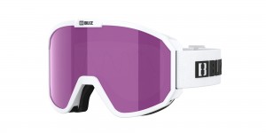 Bliz Rave Ski Goggles Matte White With Black Logo / Brown Pink | DEUH34529