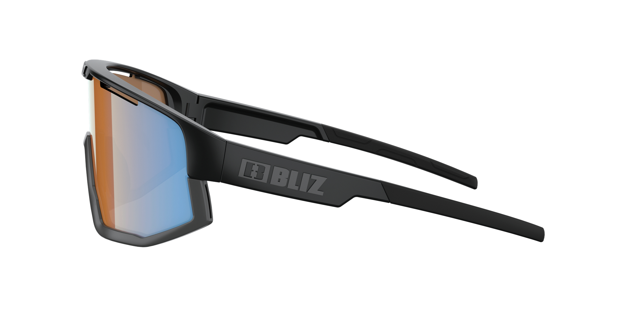 Bliz Fusion Small Sunglasses Matte Black / Coral/Orange Mirror Blue | MZKP21049