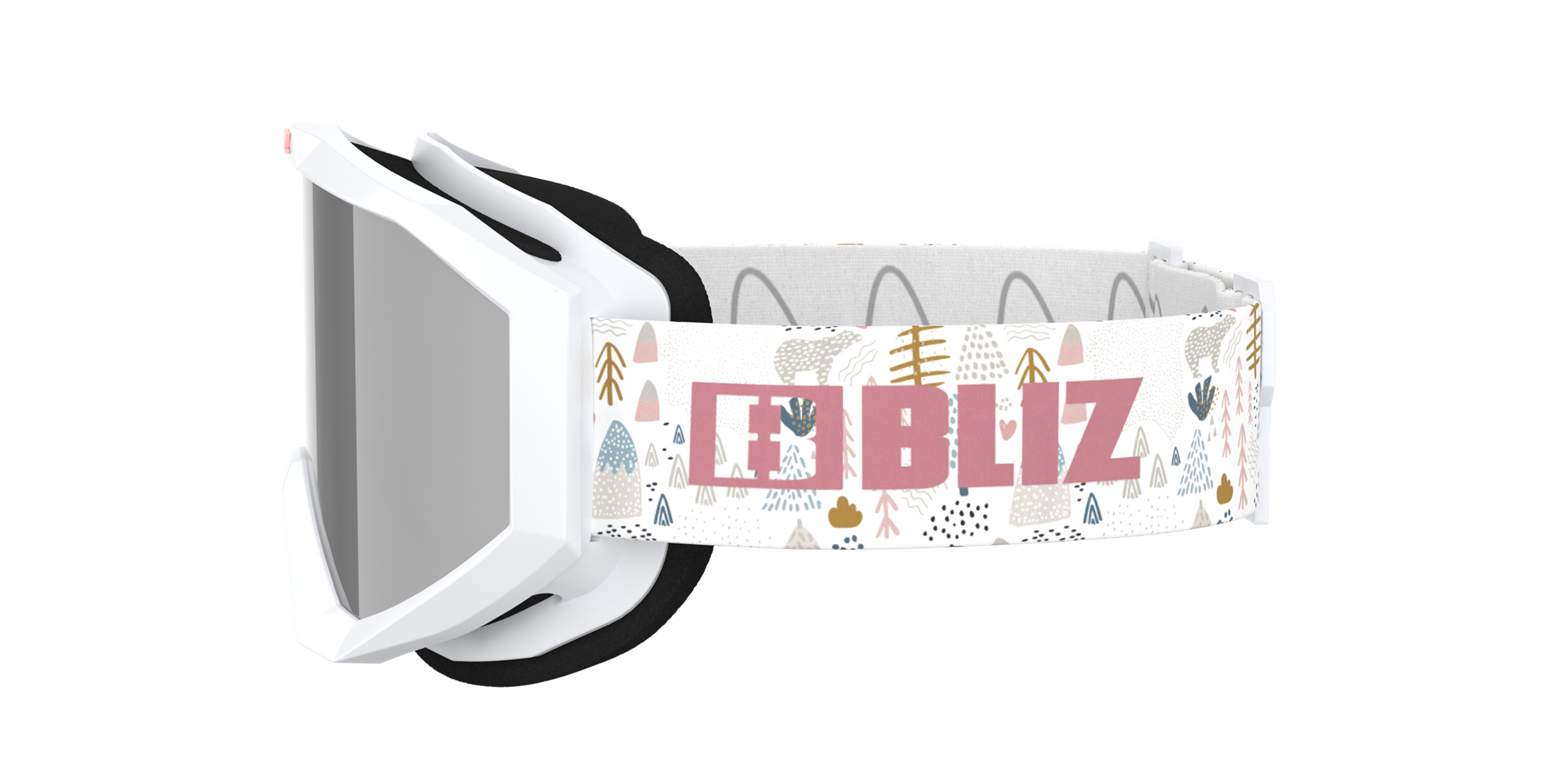 Bliz Liner Jr Ski Goggles White - Pink Logo / Pink/Silver Mirror | UKYI21436