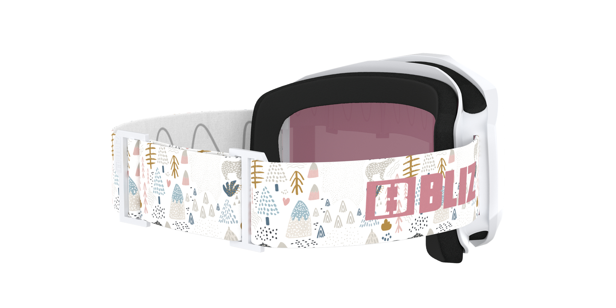 Bliz Liner Jr Ski Goggles White - Pink Logo / Pink/Silver Mirror | UKYI21436