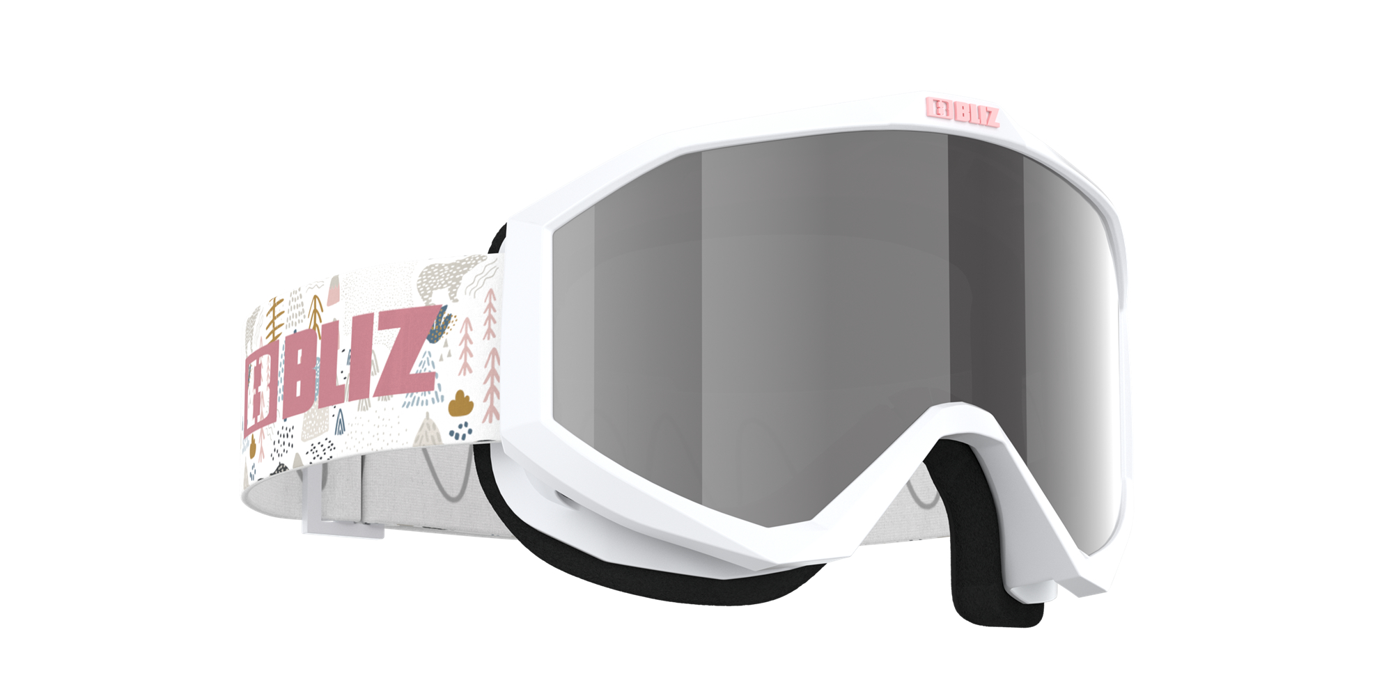 Bliz Liner Jr Ski Goggles White - Pink Logo / Pink/Silver Mirror | UKYI21436