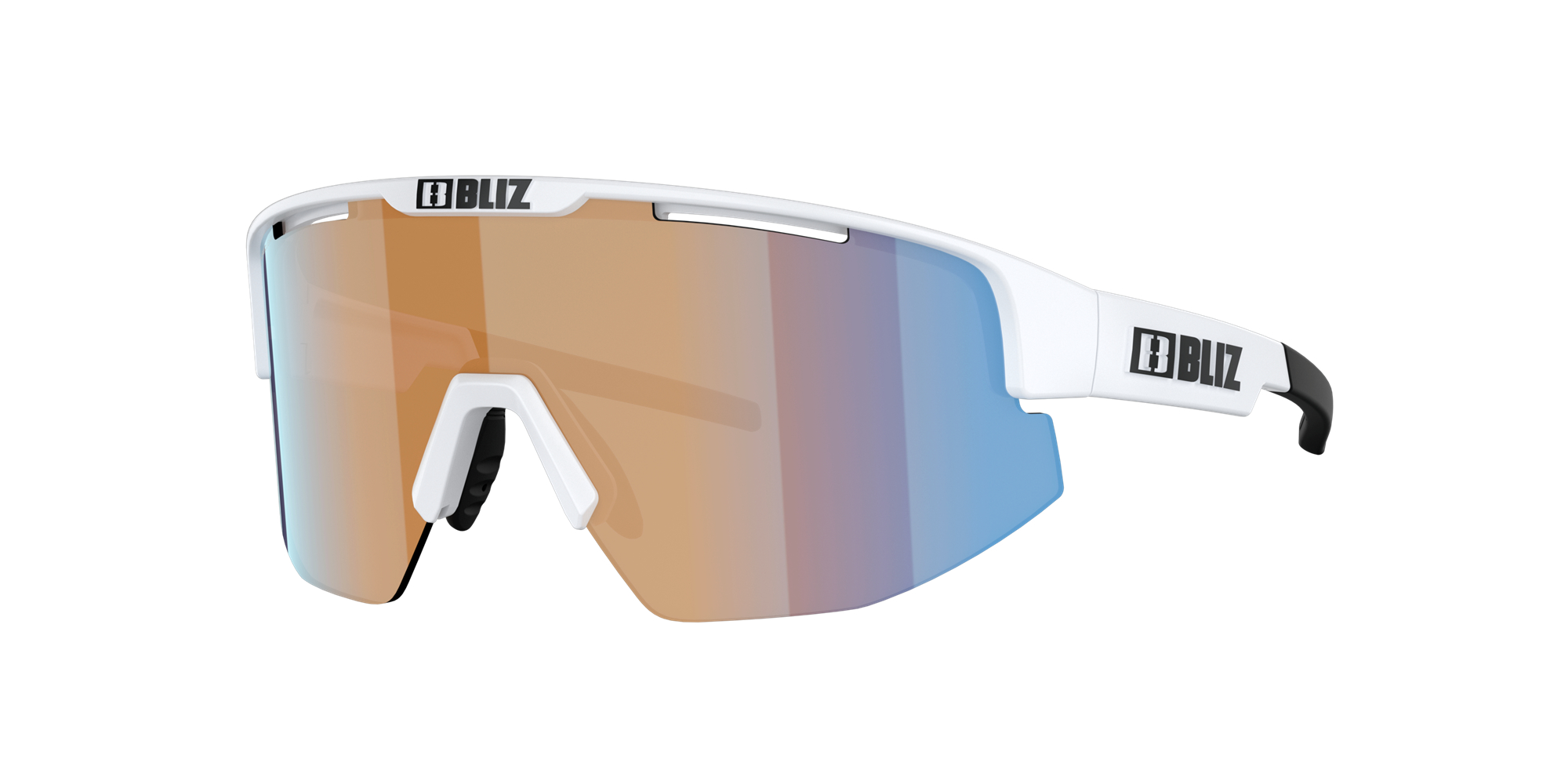 Bliz Matrix Small Sunglasses Matte White / Coral/Orange Mirror Blue | PKBG07241