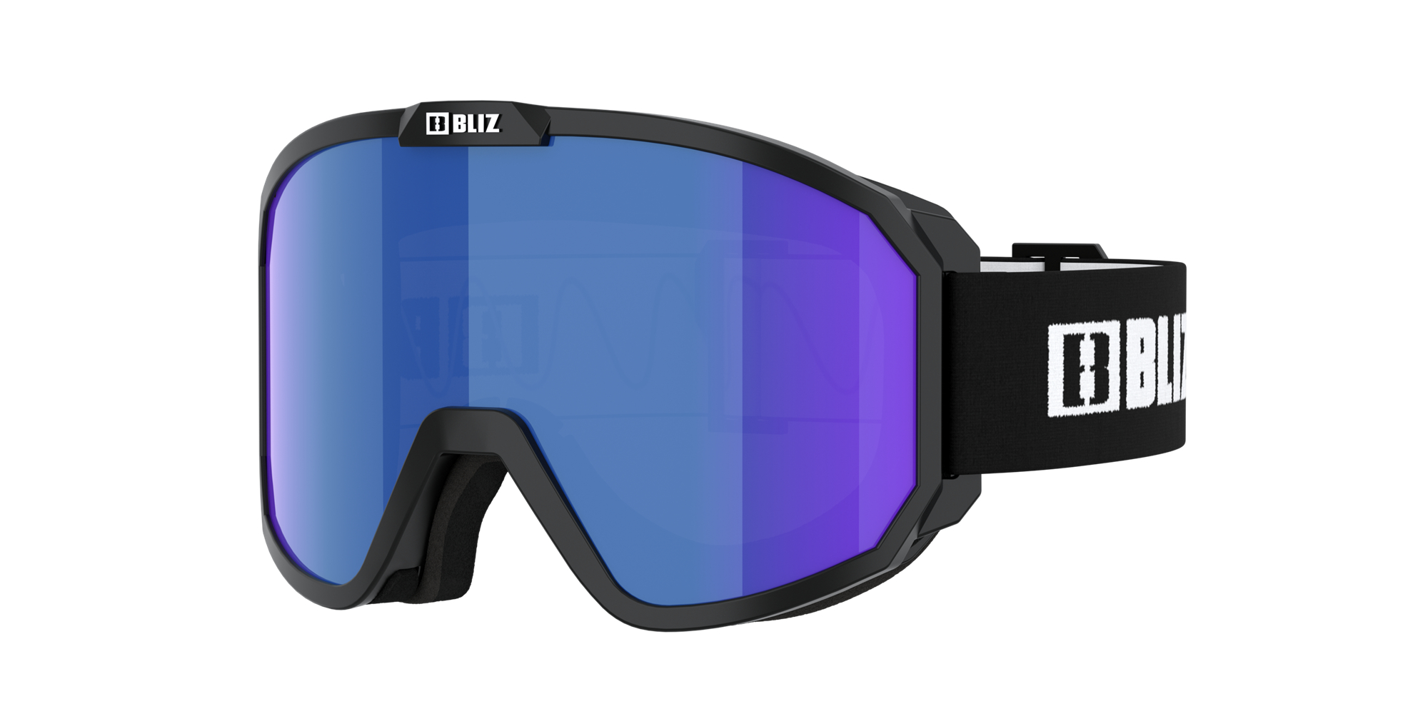 Bliz Rave Jr Ski Goggles Black - White Logo / Brown Blue | DZYQ89516