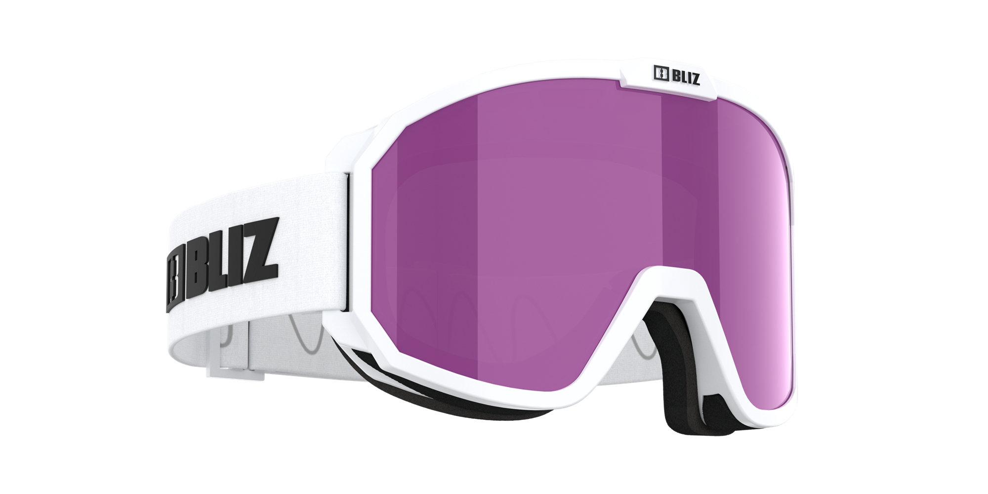 Bliz Rave Ski Goggles Matte White With Black Logo / Brown Pink | DEUH34529